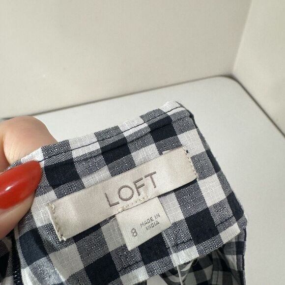 Loft Womens Skirt 8 Black Gingham Layered Wrap Cottagecore Retro Preppy Boho - Picture 9 of 10